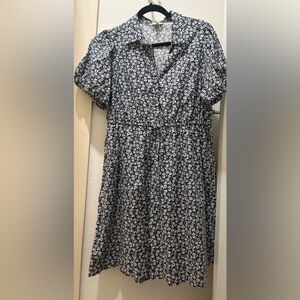 J. Crew Navy and White Floral Dress